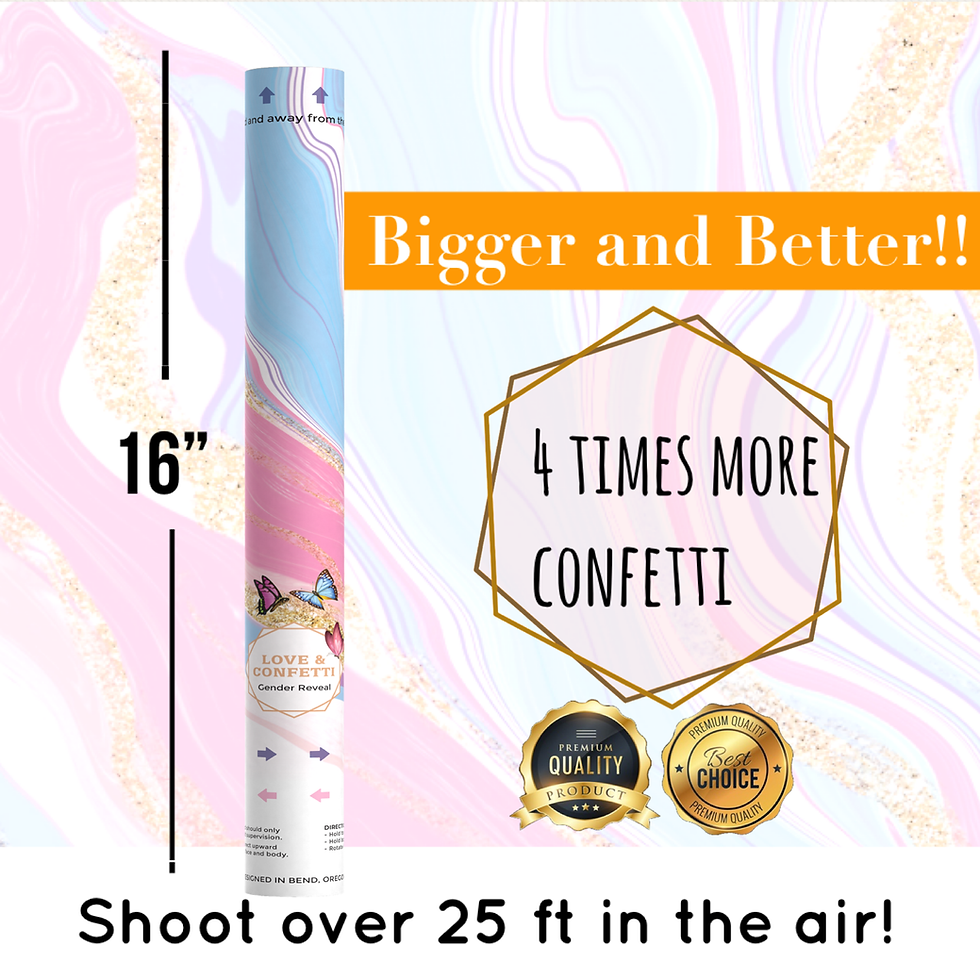 Thumbnail: "GIRL" Butterfly Gender Reveal Confetti Cannon 16 INCHES PREMIUM Biodegegradable