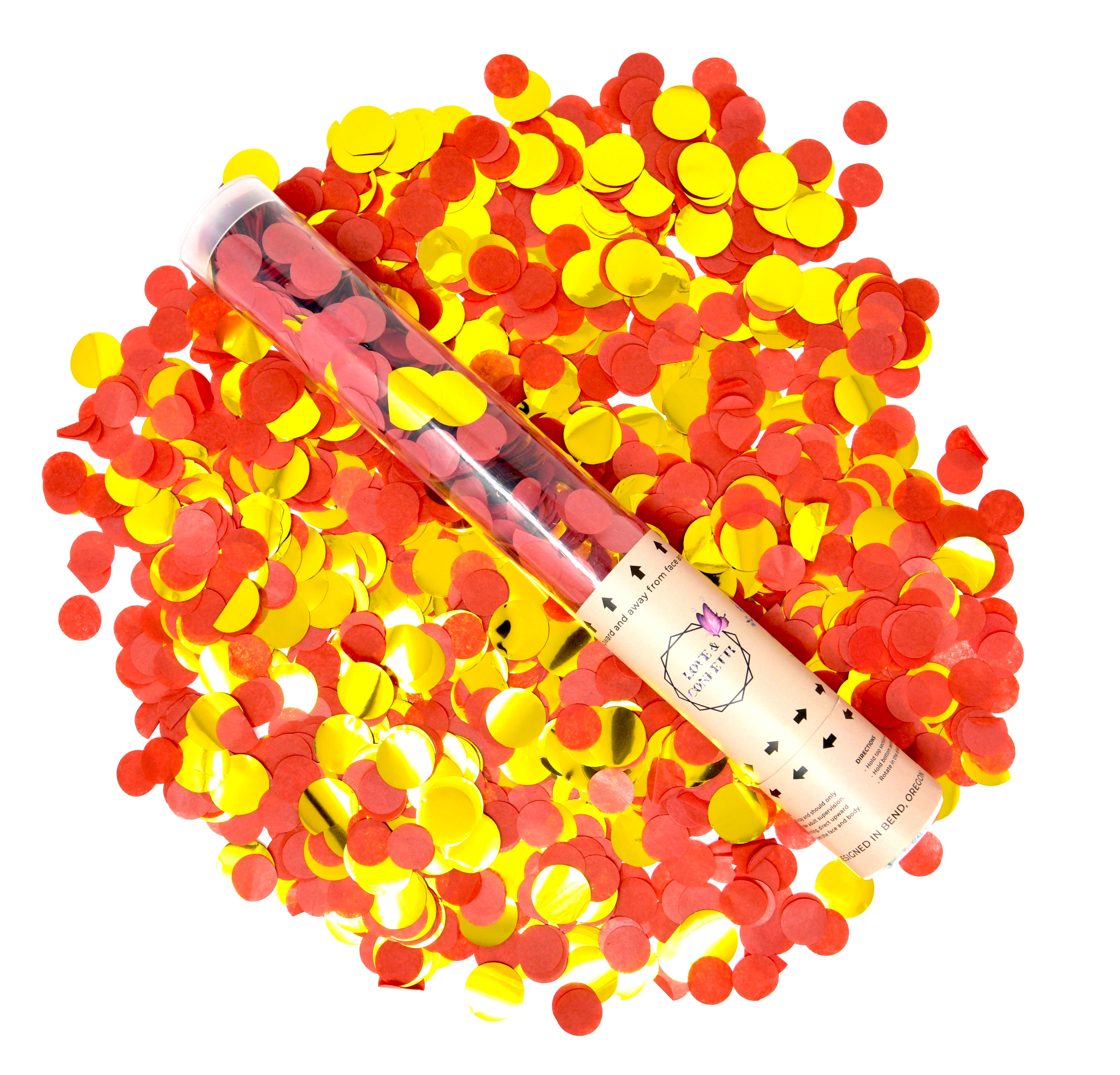 RED / GOLD Round Confetti Cannons