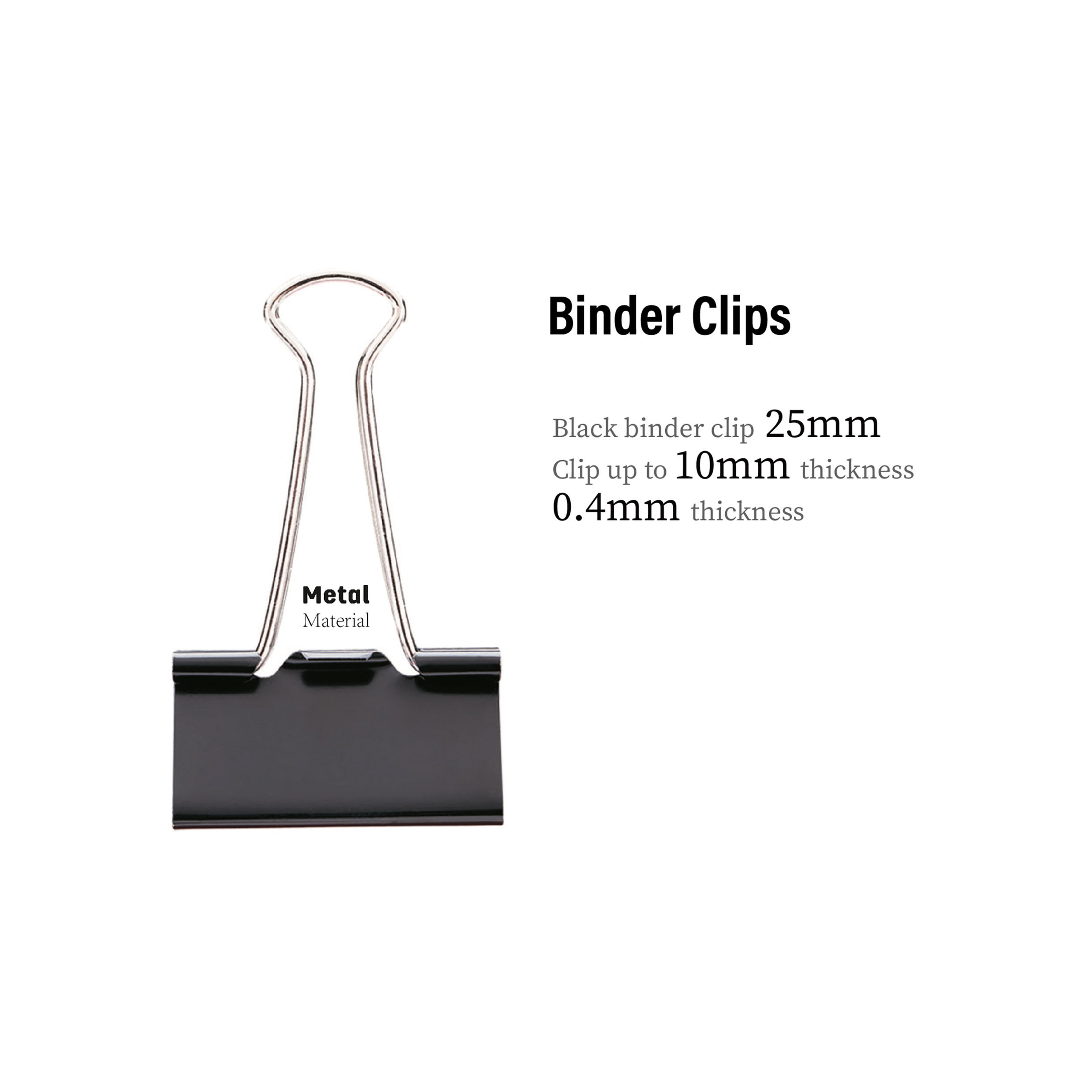 Deli Binder Clips - 25mm, Black Pack of 12