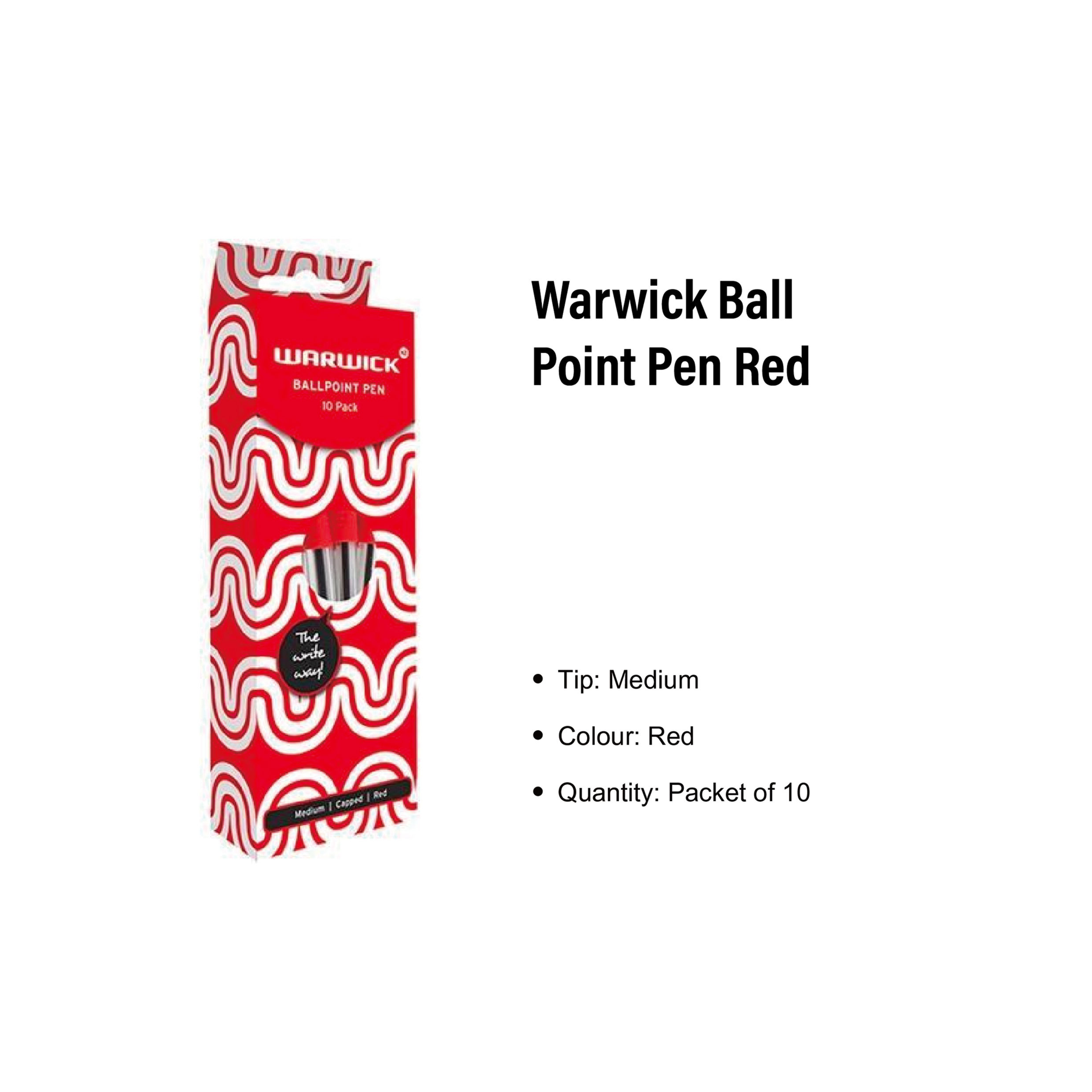 Warwick Ball Point Pen Red Box of 10