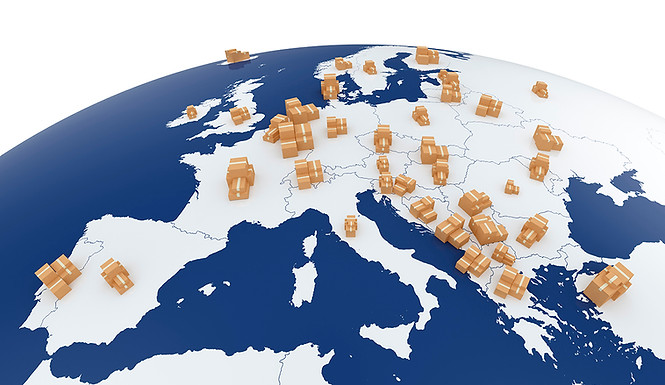 Europakarte, Pakete, Paketversand