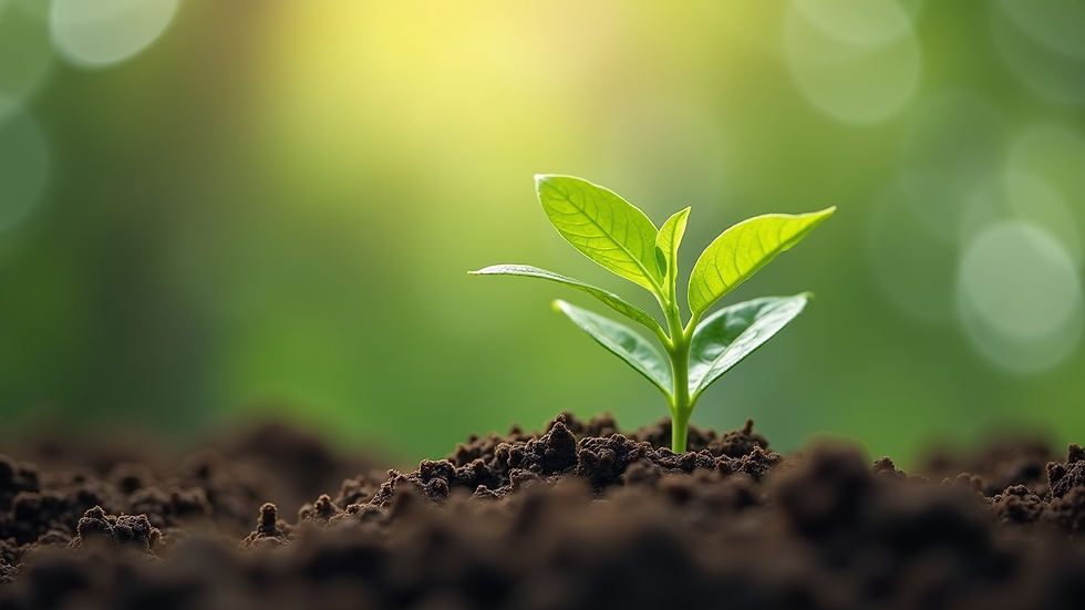 Close-up view of a green plant growing in a sustainable environment