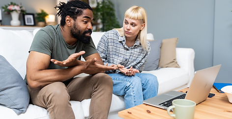 Young couple having online therapy