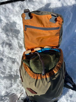 Ski to Table in backpack