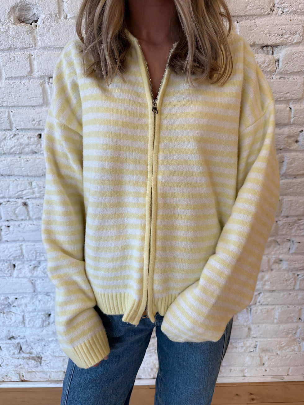 Thumbnail: Harper yellow zip up sweater 