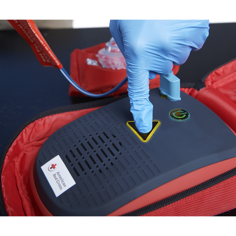 Eye-level view of a training session for AED usage