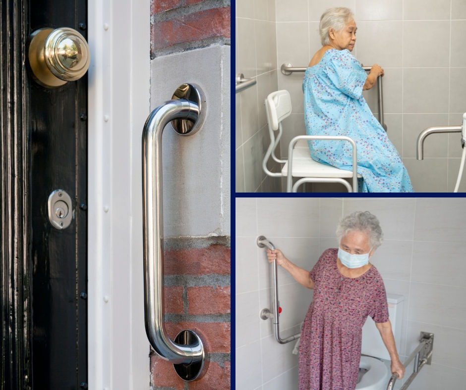 3 different image grab bar installed at different place at home to insure safety