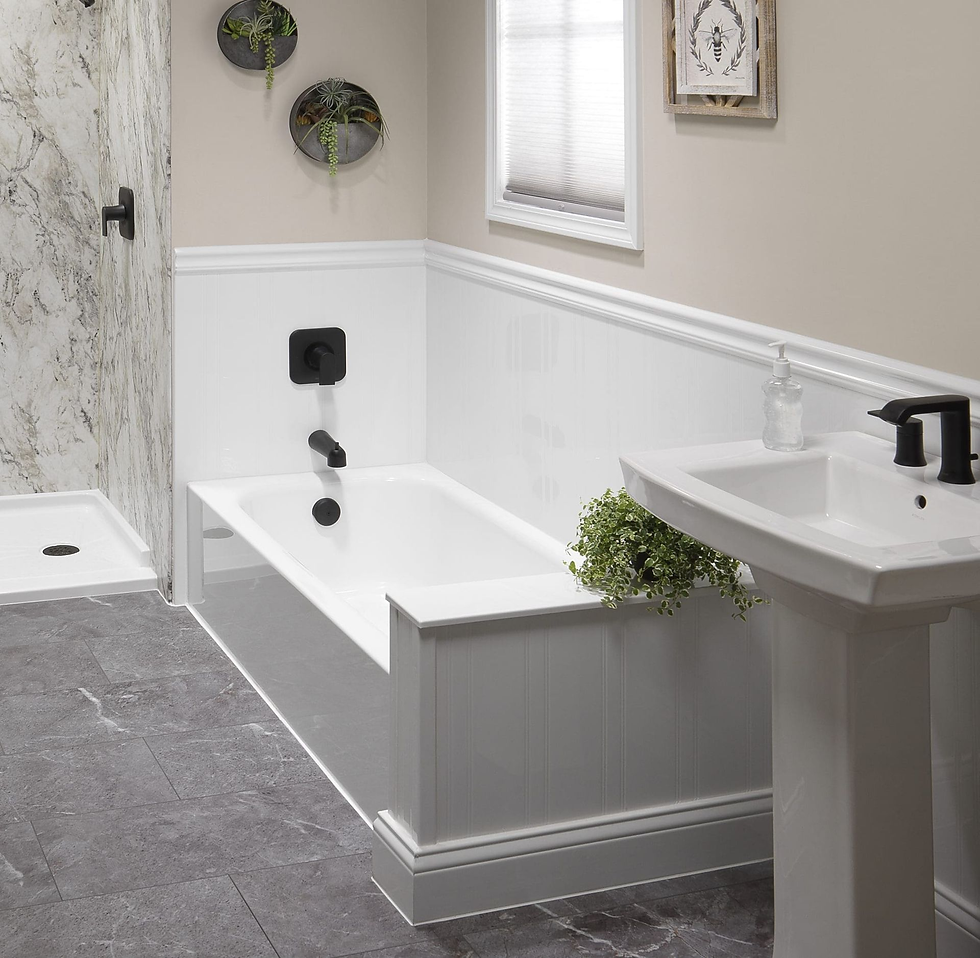 Side view of a bathtub area showing typical surfaces that make bathroom falls more dangerous.