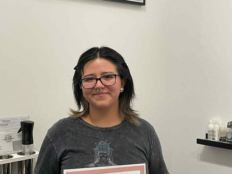 Eyelash extension student got her certificate