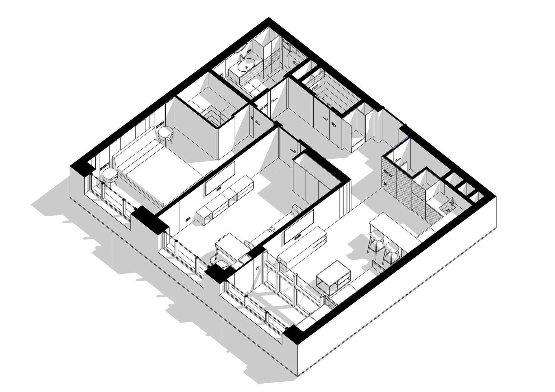 Isometric view modern apartment design