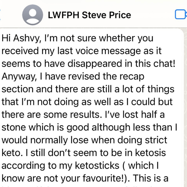 Steve patient progress message tracking sustainable weight management milestones