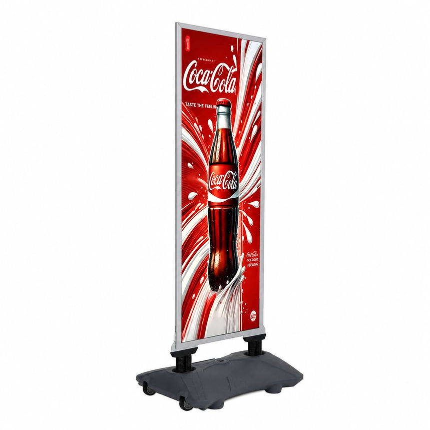 Reklam Dubası Slim Tekerlekli Kaldırım Panosu Gri