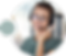 Woman with headset smiling