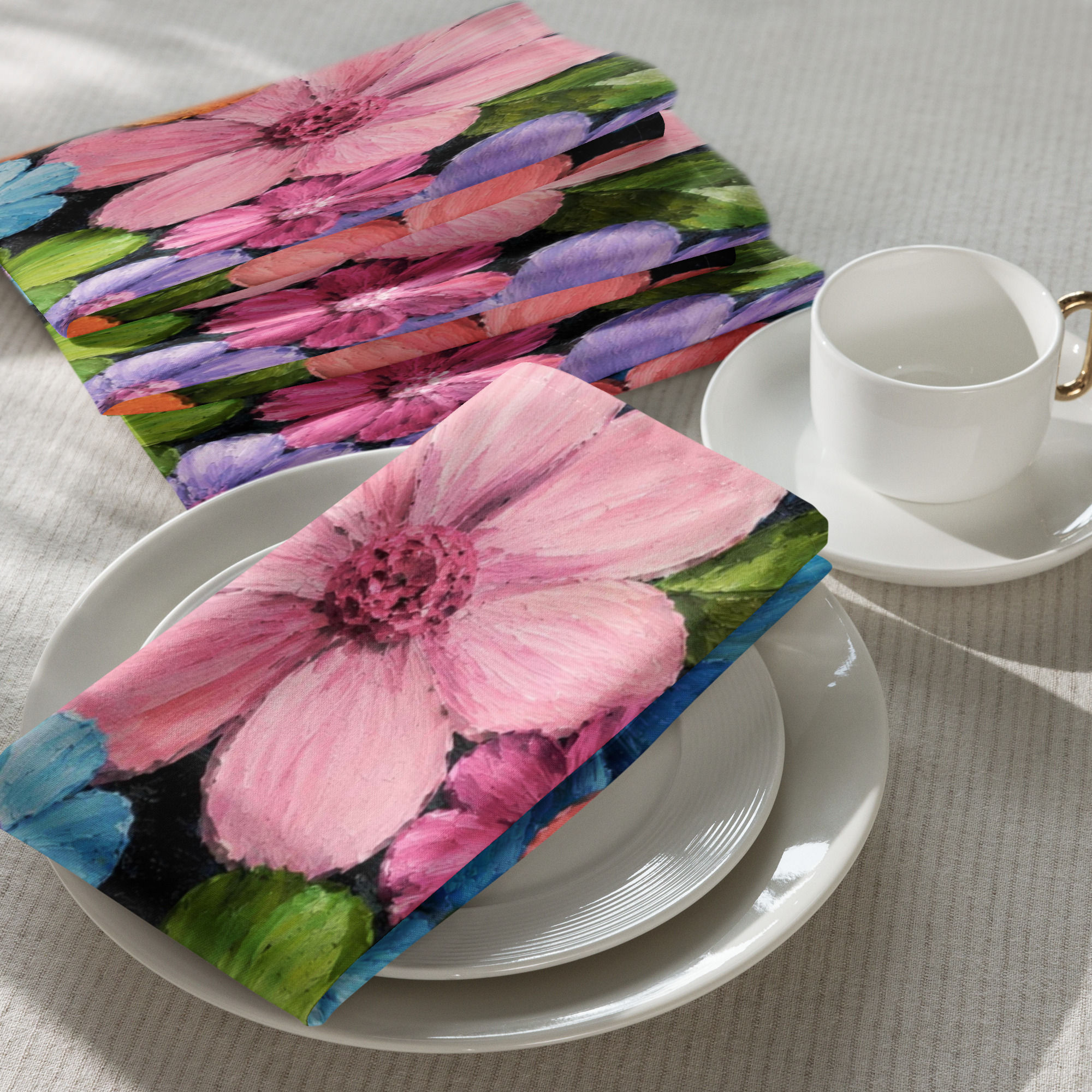 Chromatic Bloom Pastel Cloth Napkins