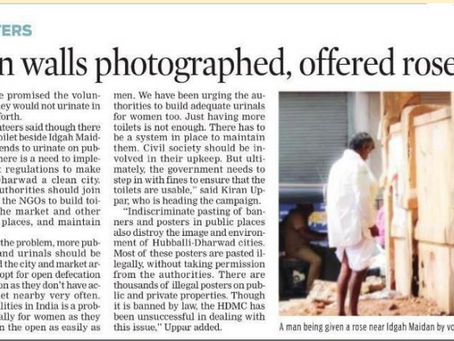 People captured peeing on walls, offered roses in Hubballi