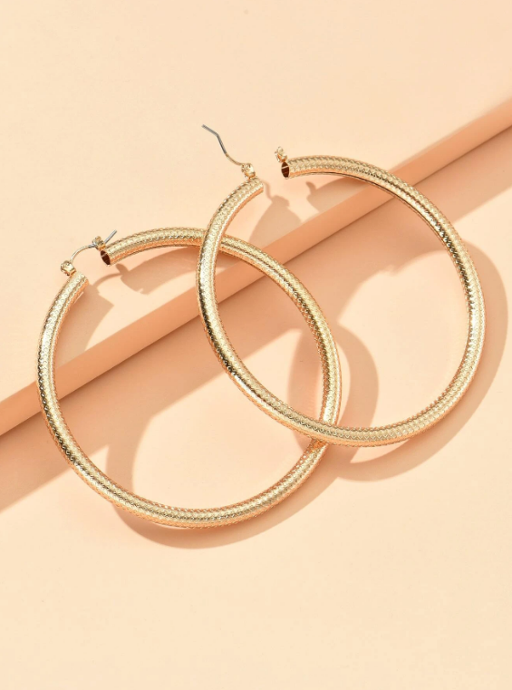 Thumbnail: Textured Hoop Earrings