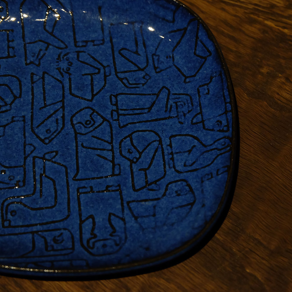 サムネイル： Relief square plate blue