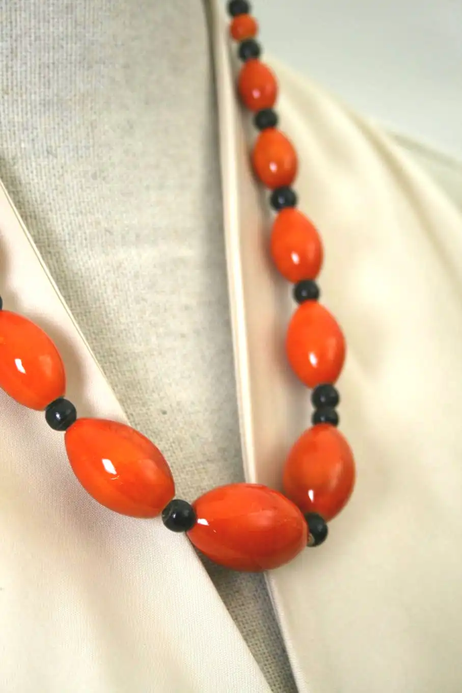 Thumbnail: LacqWear™ Oval Wooden Bead Necklace Set