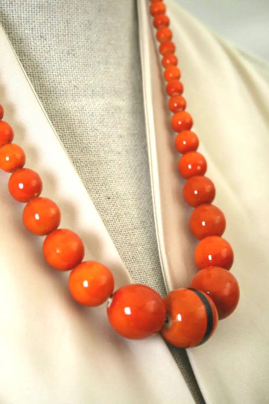 Thumbnail: LacqWear™ Sphere Broad Stripe Wooden Bead Necklace Set