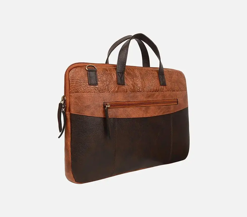 Thumbnail: Handcrafted Leatherette Laptop Bag - Duotone