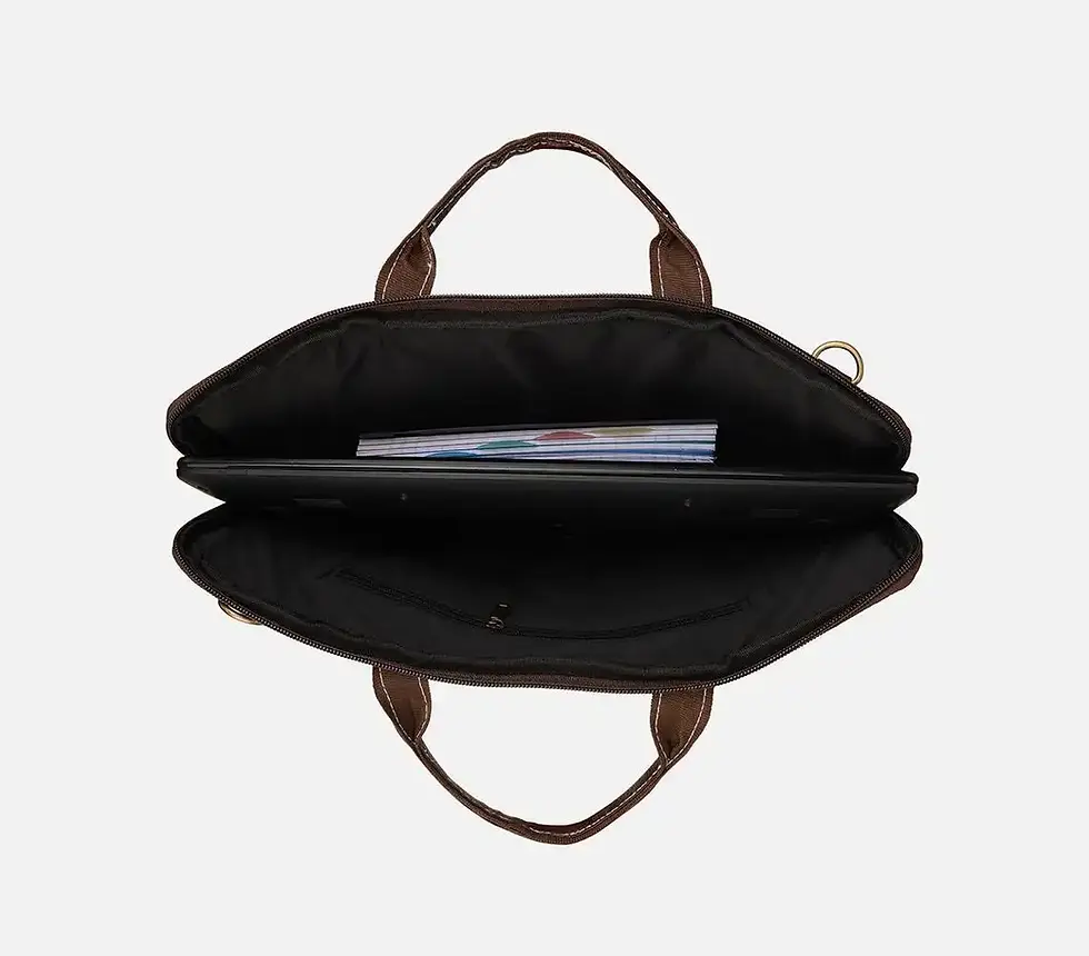 Thumbnail: Handcrafted Leatherette Laptop Bag (Brown/Black)