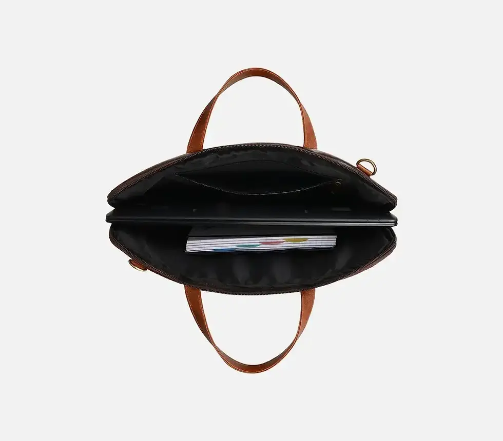 Thumbnail: Handcrafted Leatherette Laptop Bag - Duotone