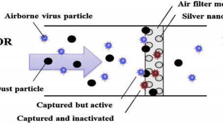 Antiviral action of silver nanoparticles with dust particles.