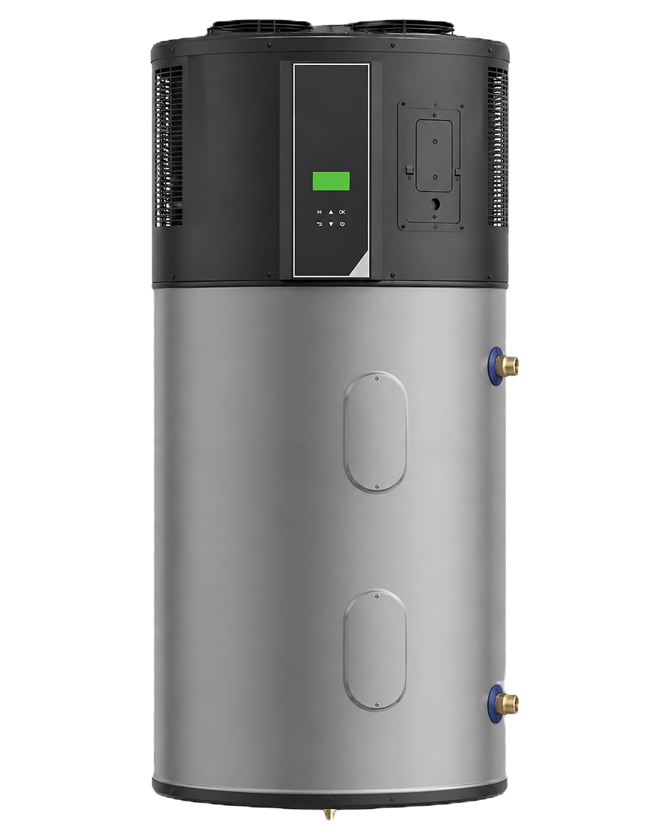 Modern cylindrical water heater on display
