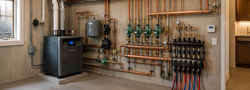 Boiler pumps valves expansion tank and controls representing Gauthier Mechanical component services