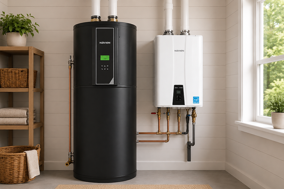 Modern utility room with tankless water heaters