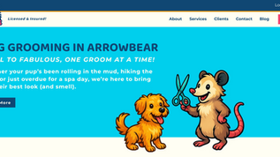 above the fold of web design for feral friends dog grooming