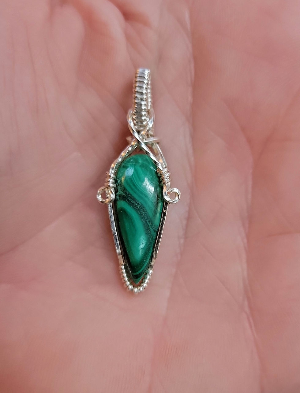 Thumbnail: Malachite Silver Coated Copper Mini Pendant