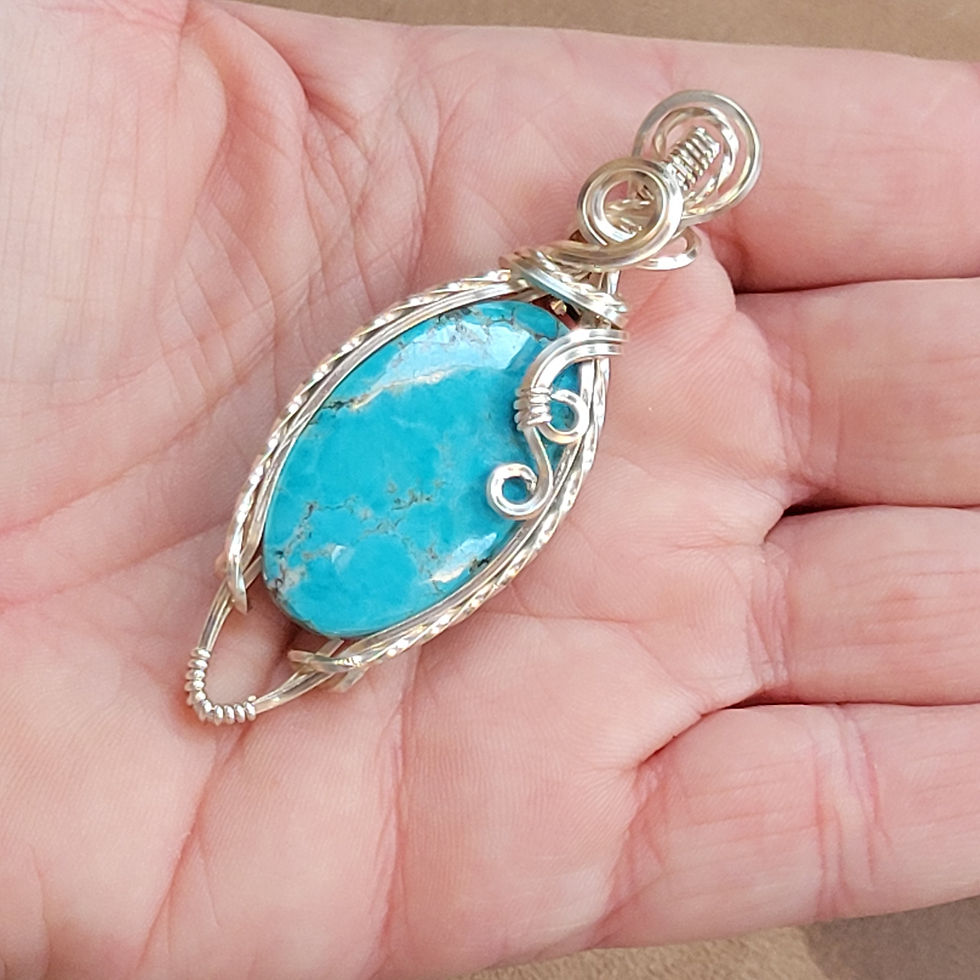 Thumbnail: Silver on Solid Copper Turquoise Pendant