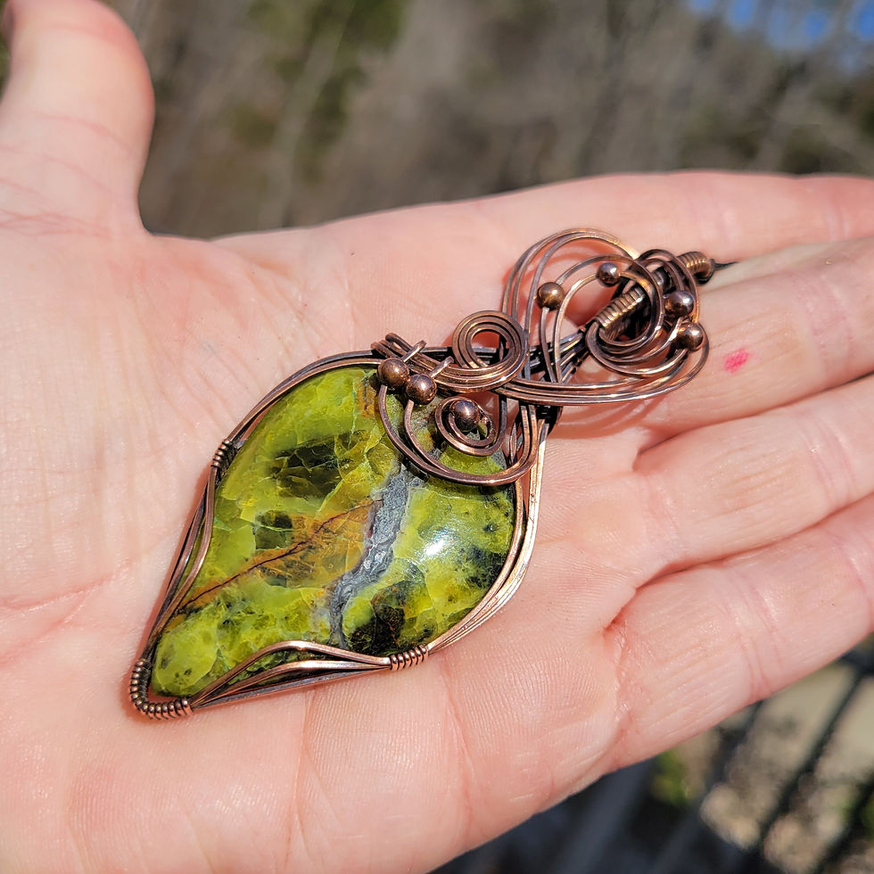 Thumbnail: Green Peruvian Opal Aged Copper Pendant