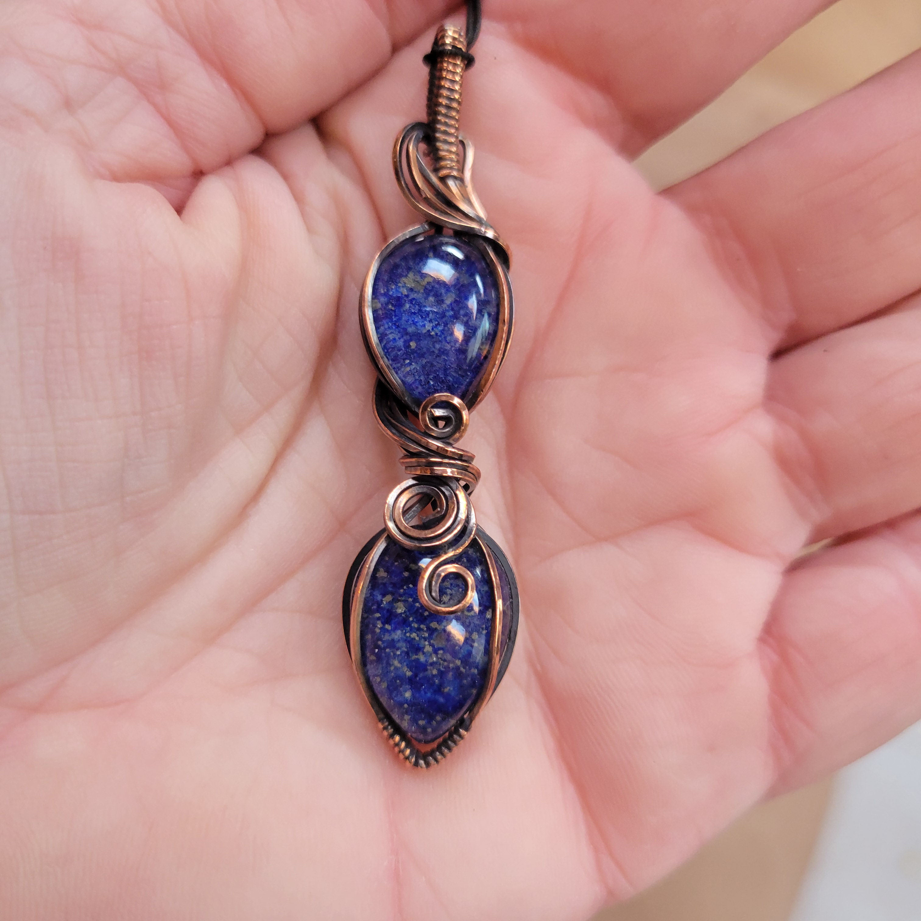 Lapis Lazuli Himalayan Crystal Doublet Pendant in Copper