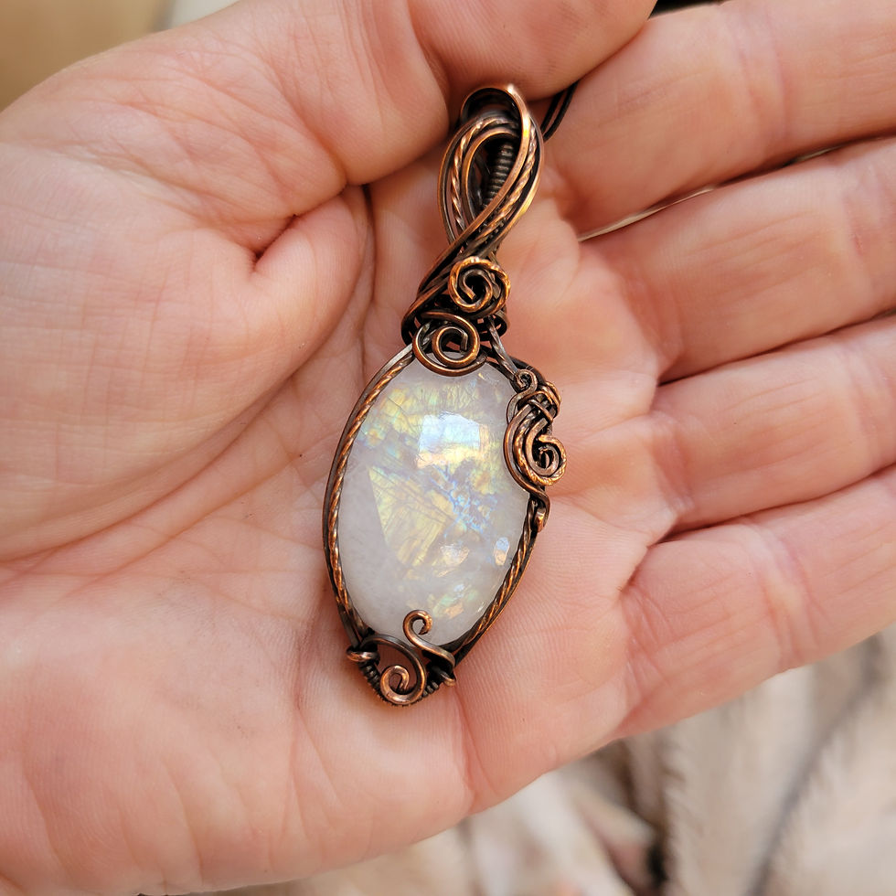 Thumbnail: Moonstone Aged  Copper Pendant