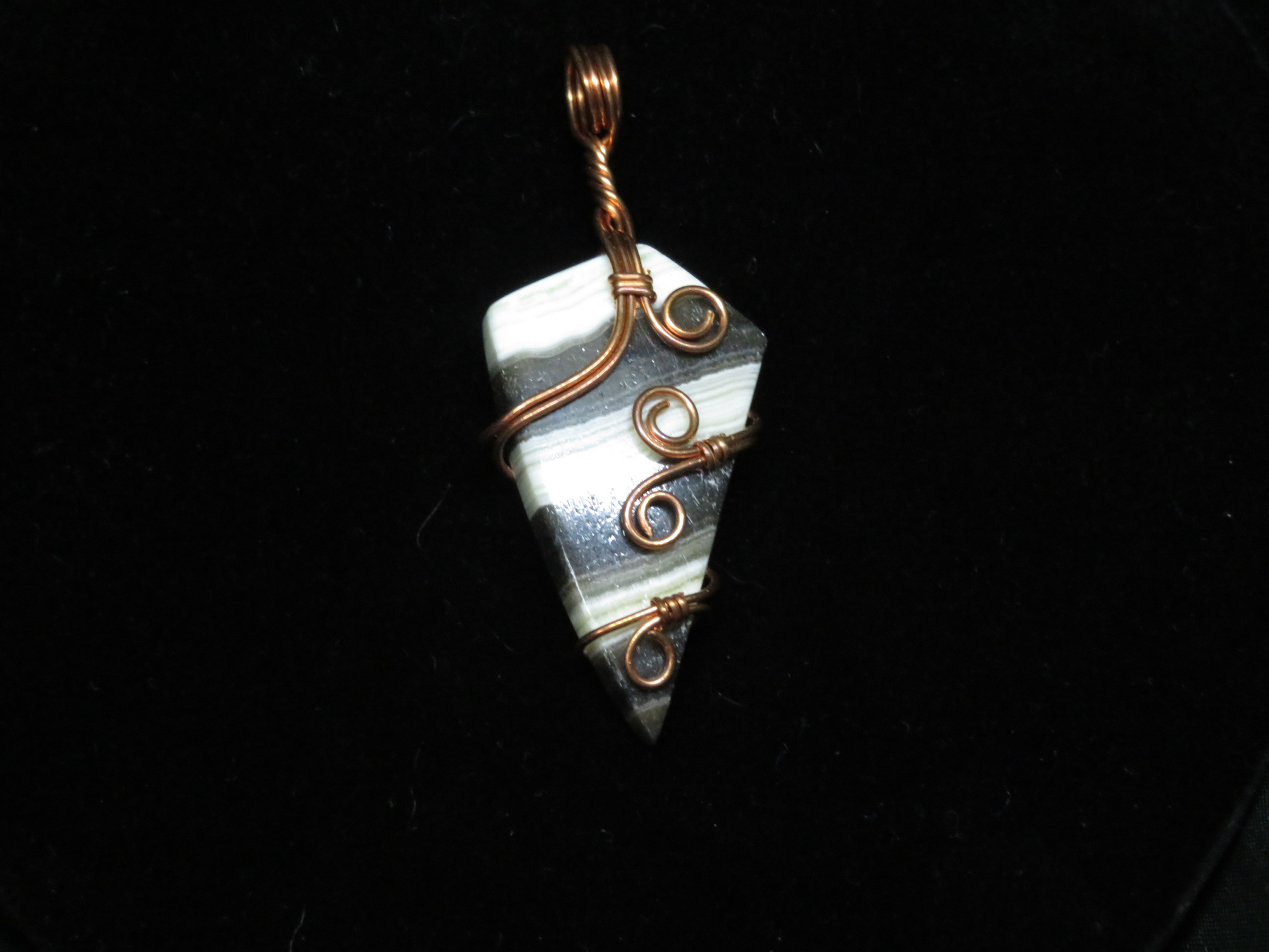 Zebra Calcite Solid Copper Pendant