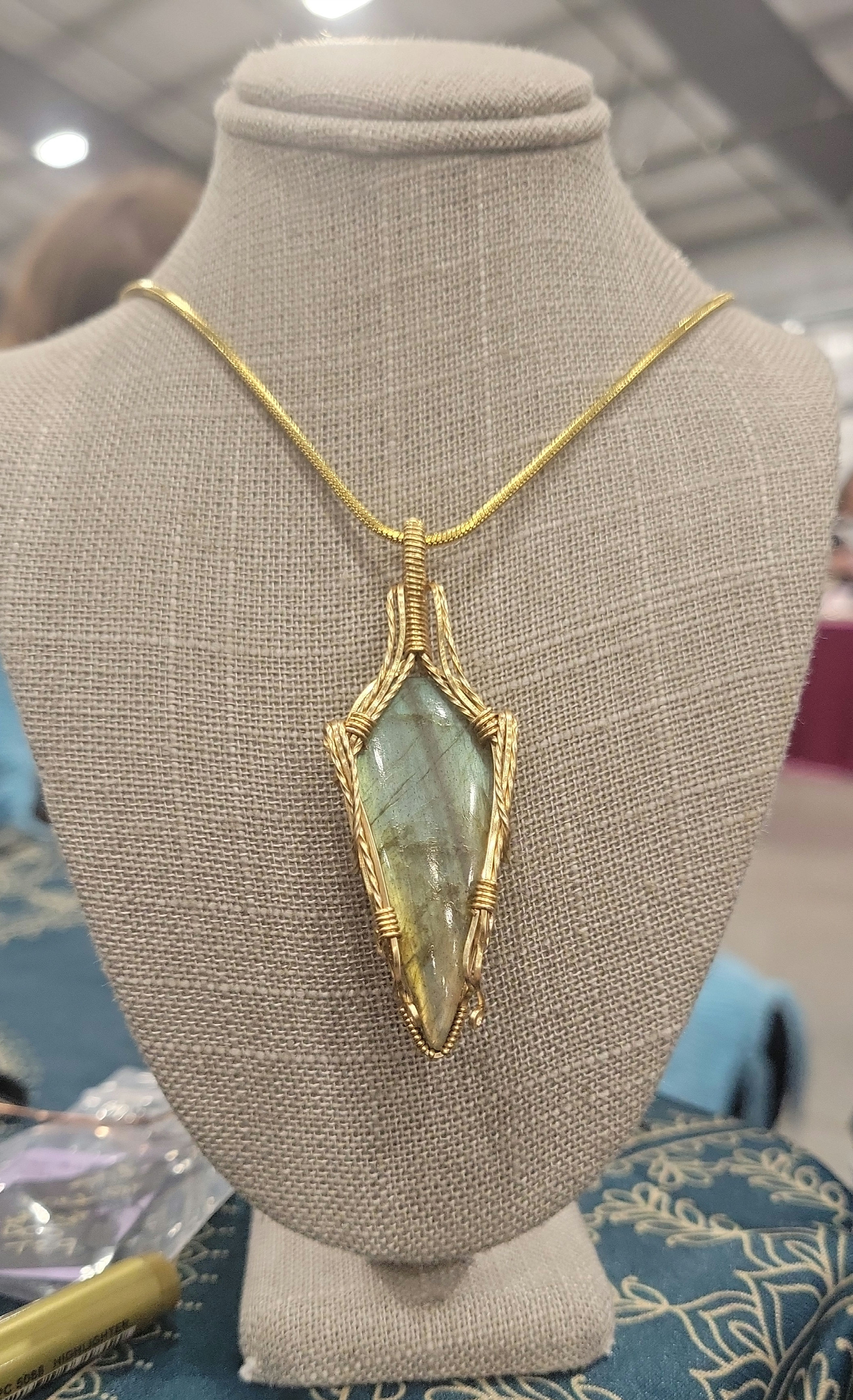 Labradorite Gold Coated Solid Copper Pendant