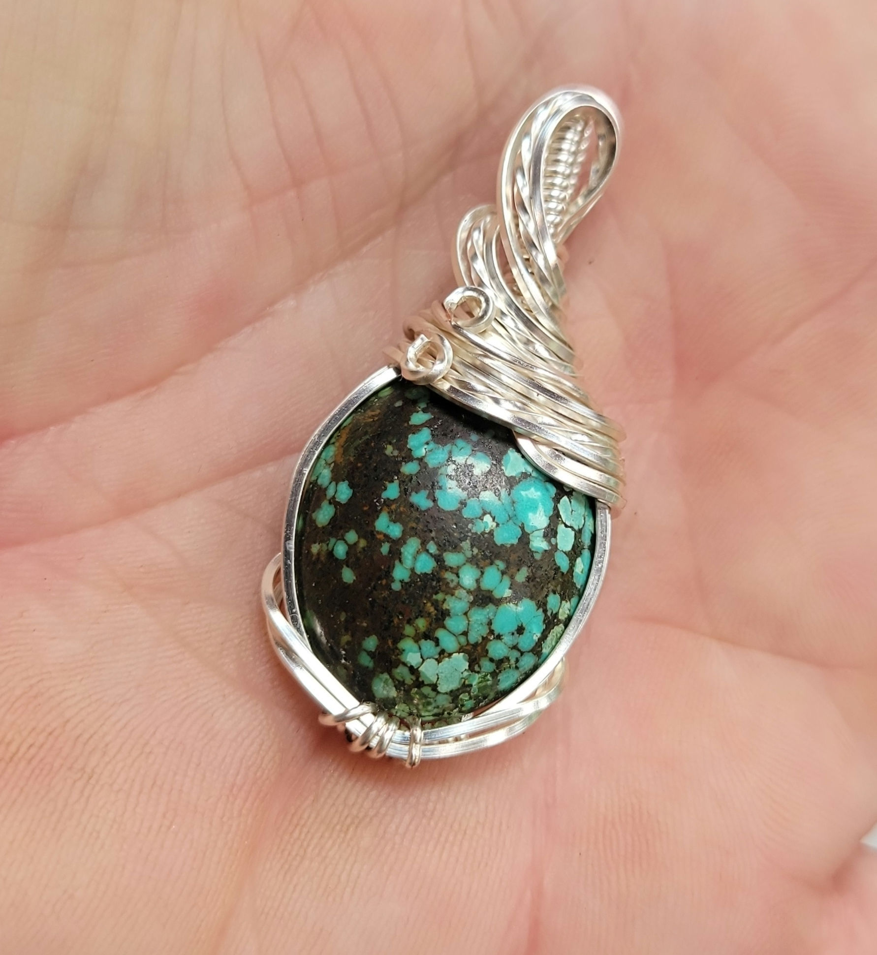 Hubei Turquoise Silver coated copper pendant