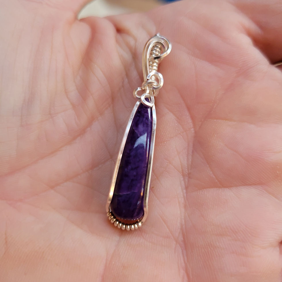 Thumbnail: Silver on Solid Copper Charoite Pendant