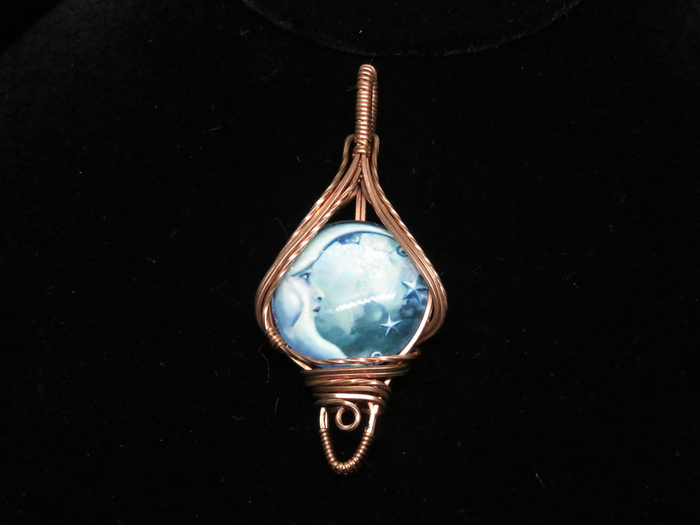 Thumbnail: Man in Moon Cabochon Solid Copper Pendant