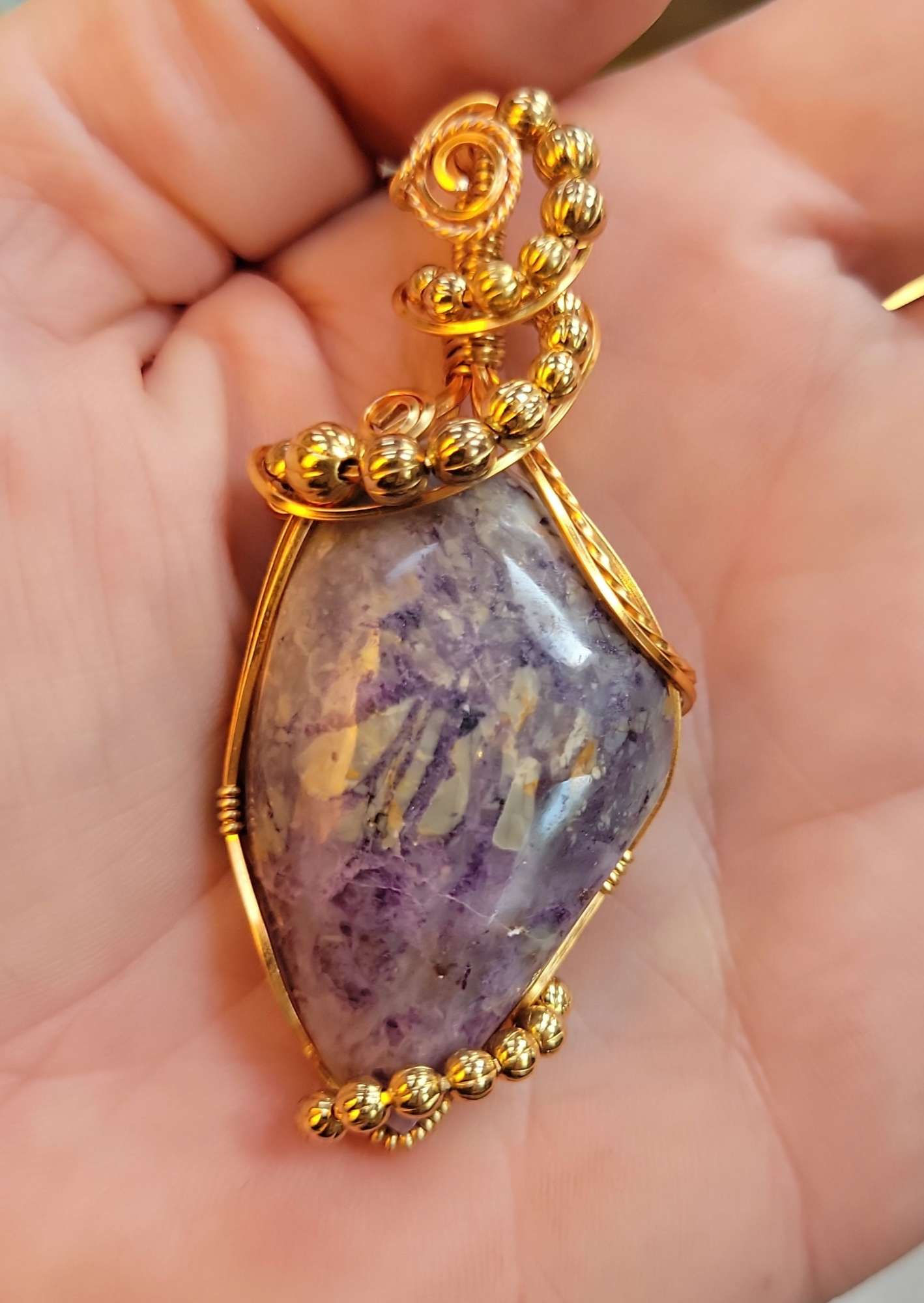 Tiffany Stone Gold Coated Copper Pendant