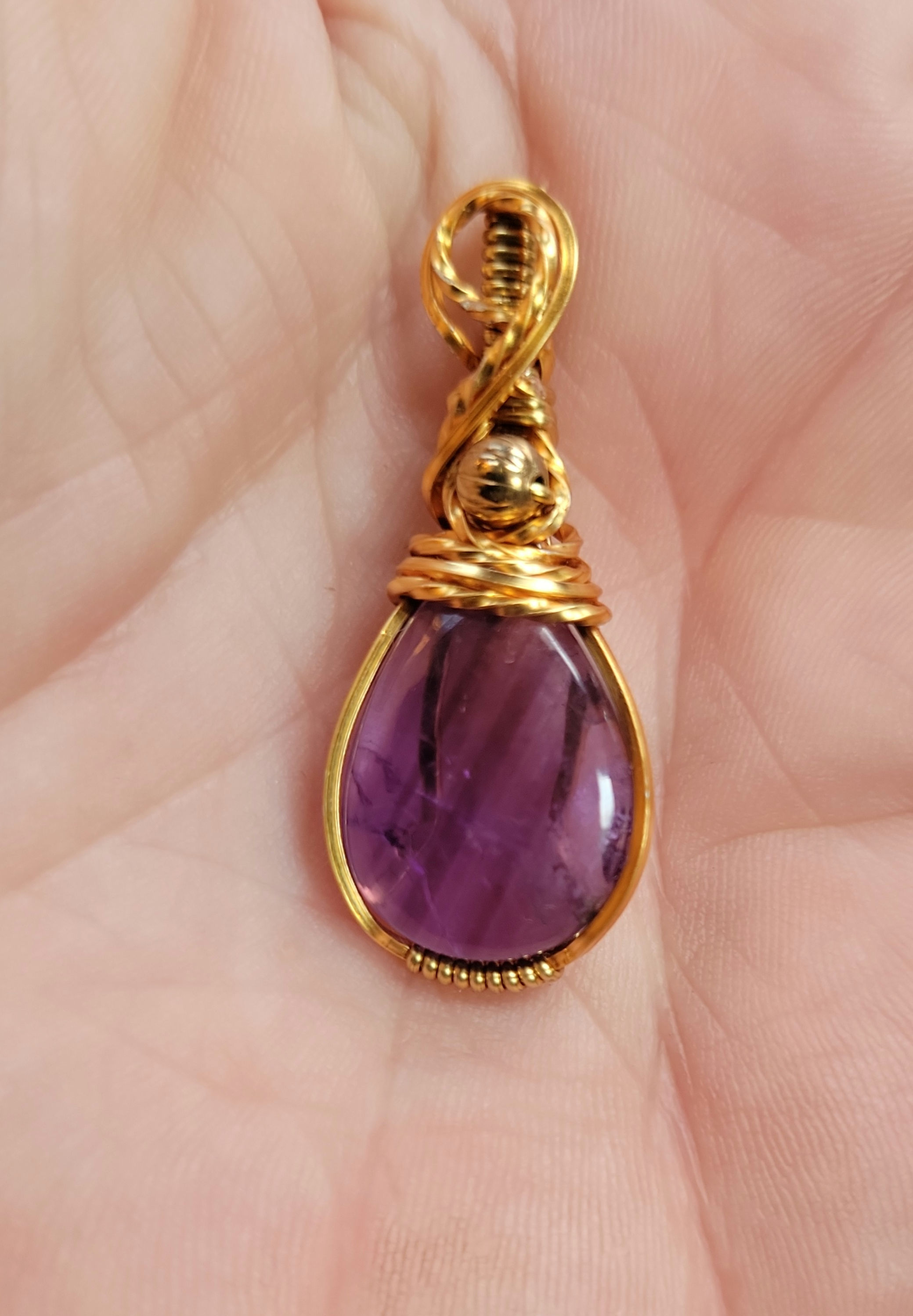 Amethyst Gold Coated Copper Pendant
