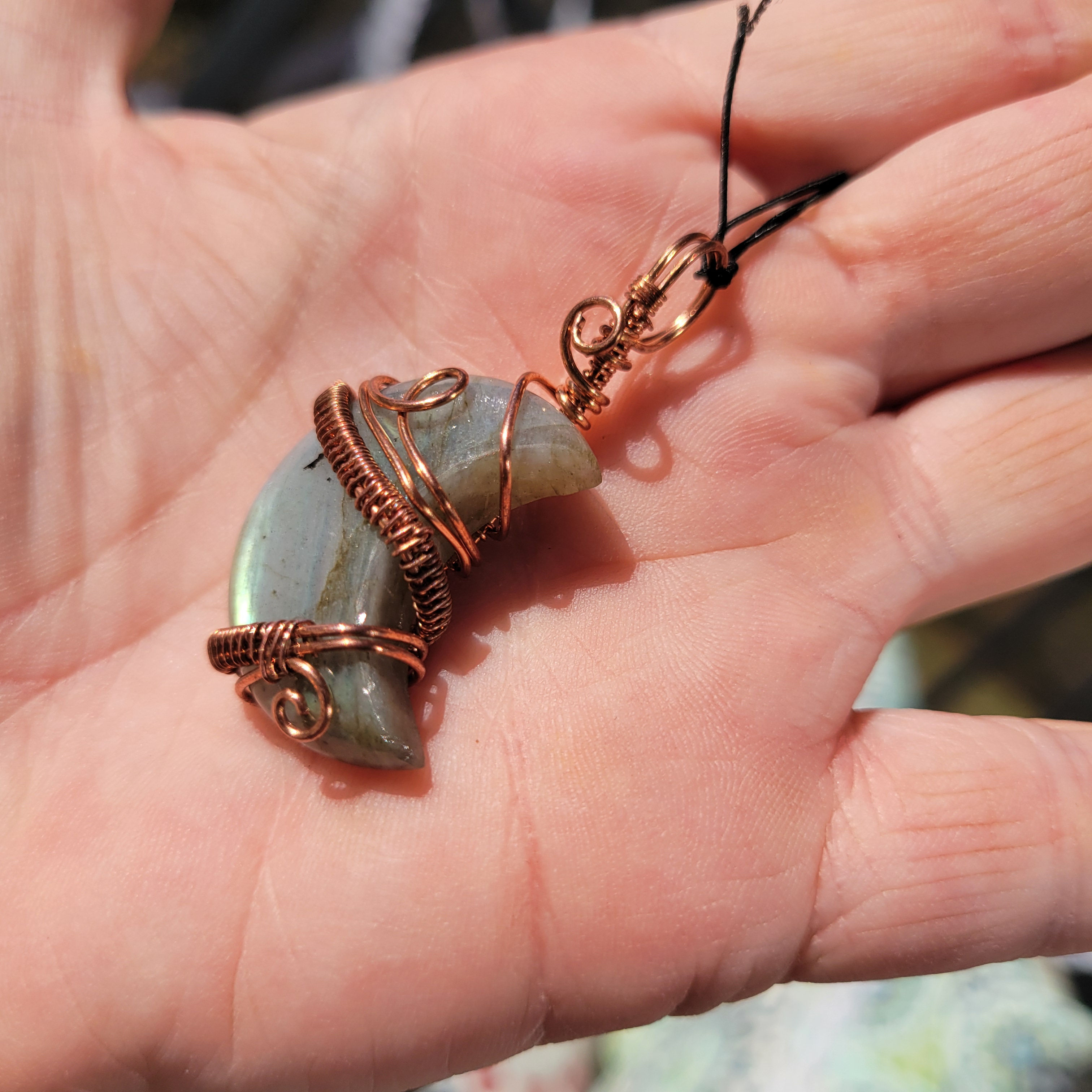 Labradorite Moon Copper Pendant
