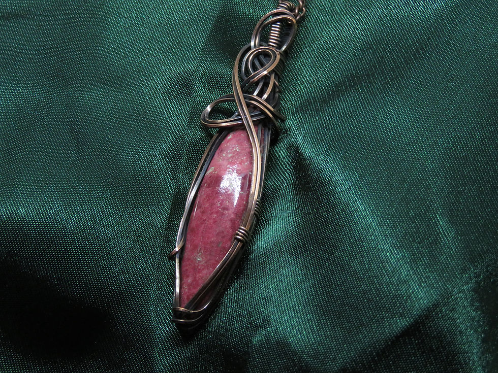 Thumbnail: Thulite Pink 37ct Aged Copper Pendant