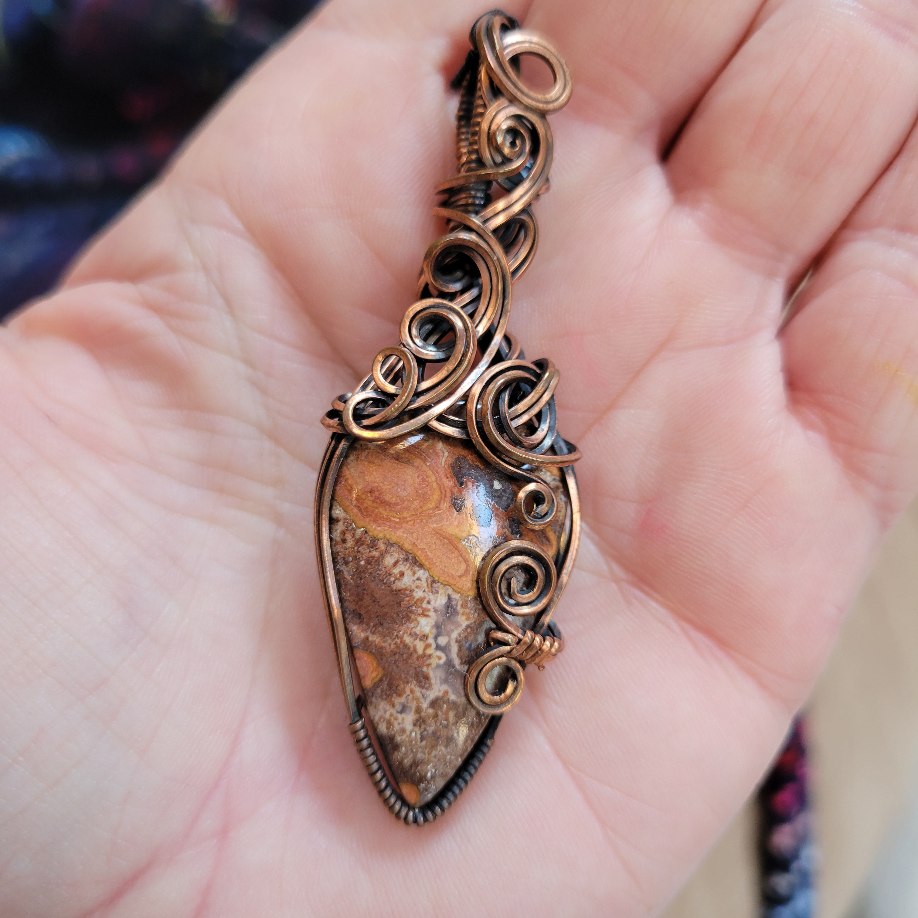Rhyolite Aged Copper Pendant
