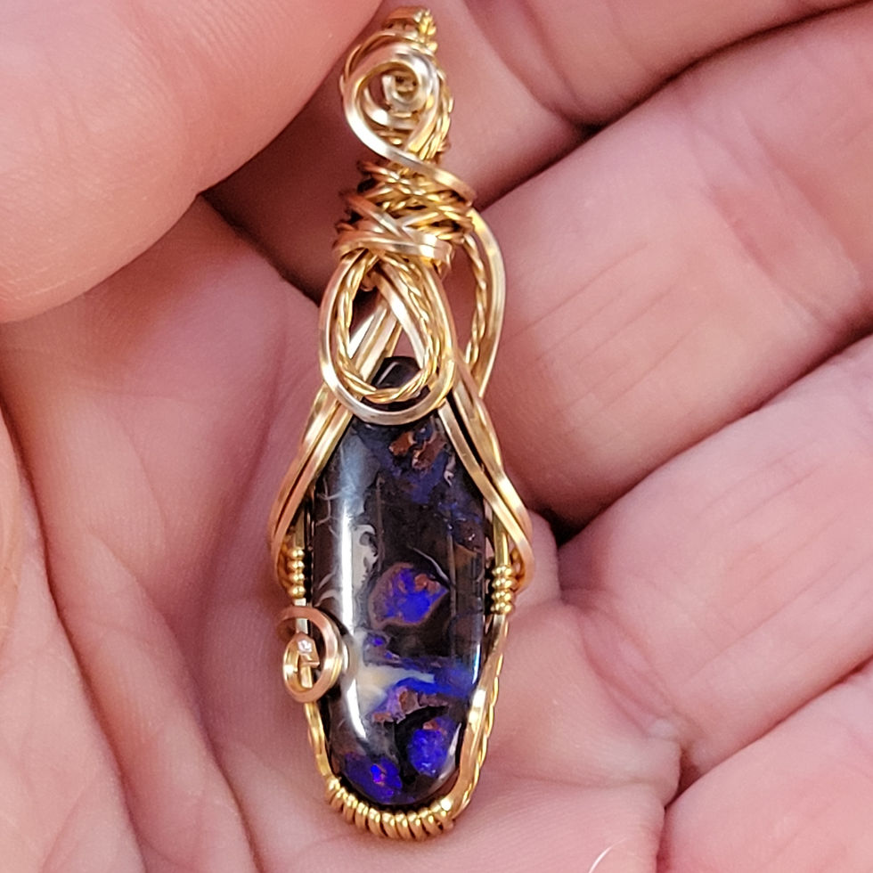 Thumbnail: Australian Boulder Opal Gold Coated Solid Copper  Pendant