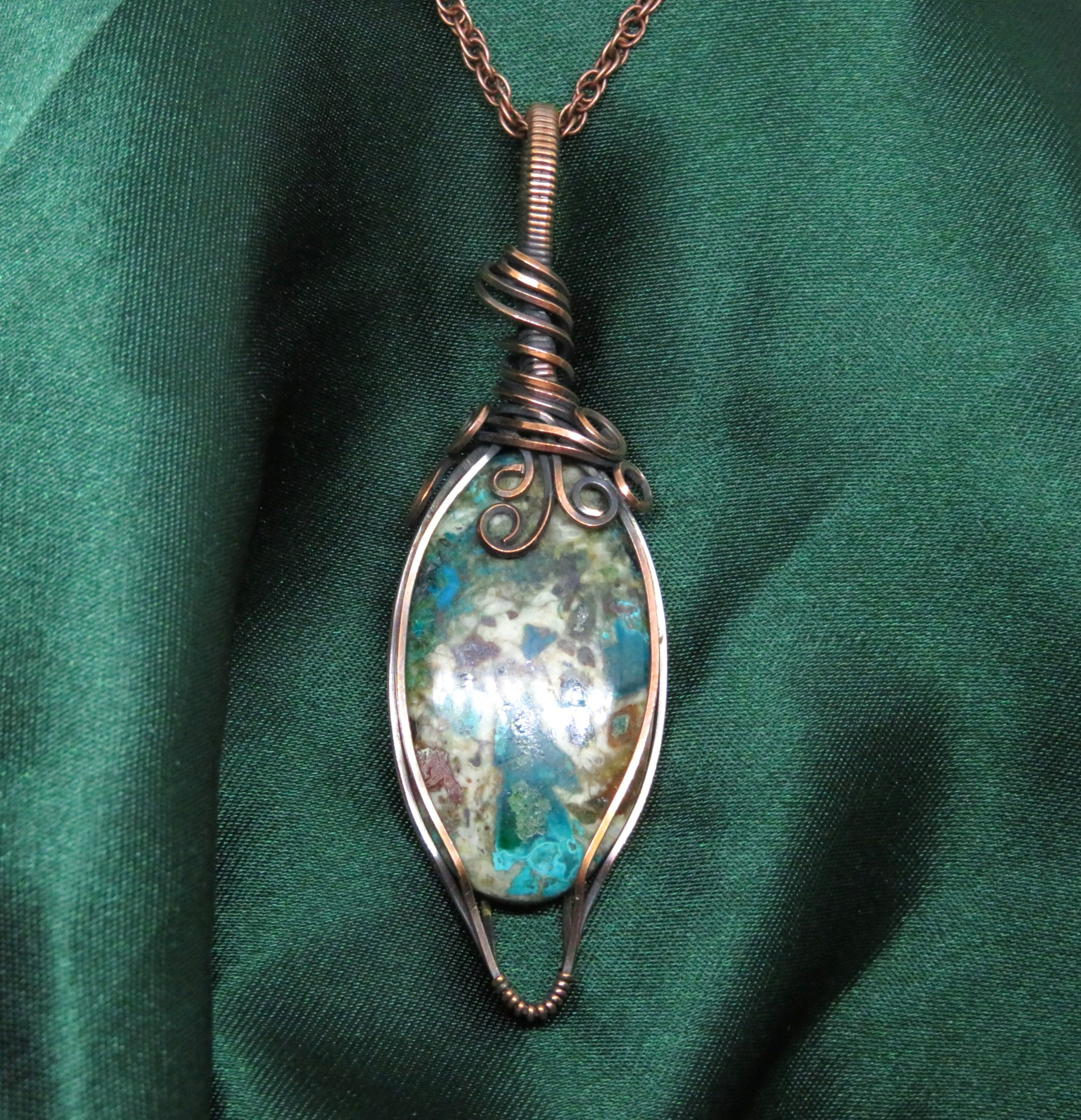 Chrysocolla aged copper Pendant