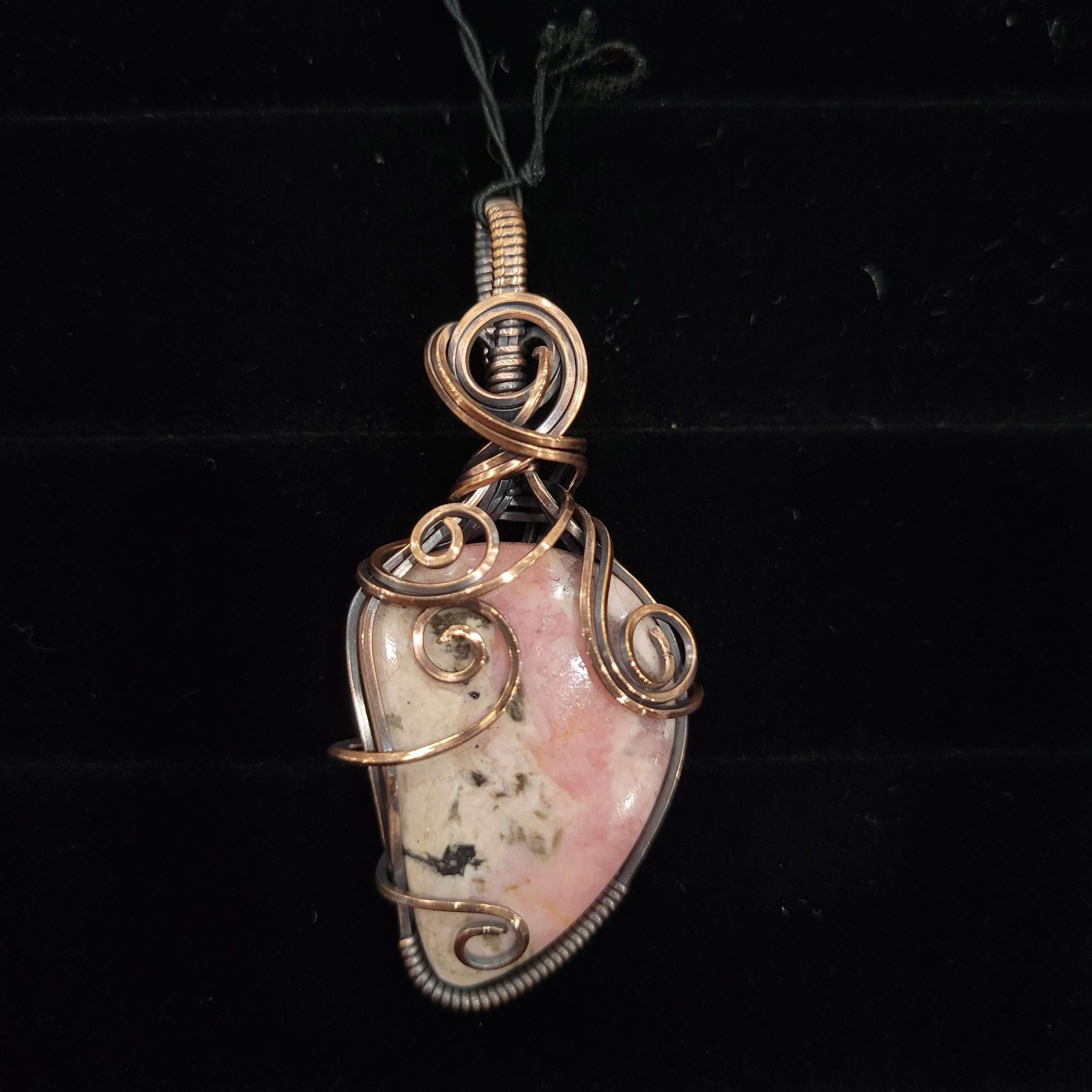 Rhodochrosite Copper Pendant 