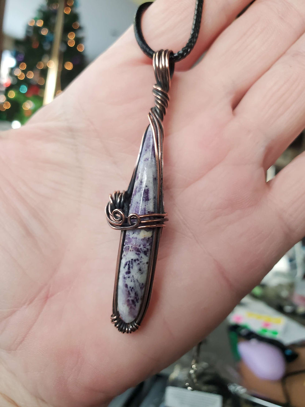 Thumbnail: Sagenitic Fluorite aged copper pendant